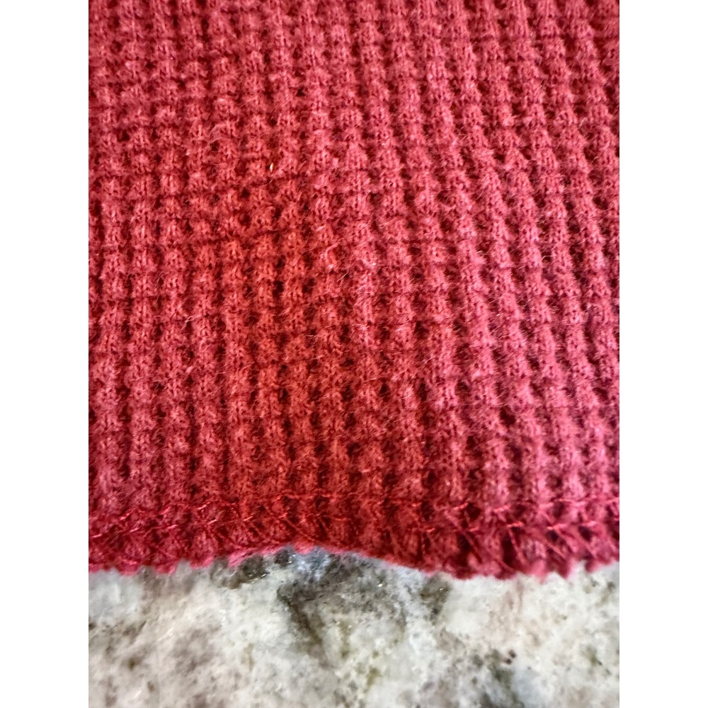 Timberland Mens Burgundy Waffle Knit Thermal Long‎ Sleeve Shirt Size Medium - Picture 3 of 8